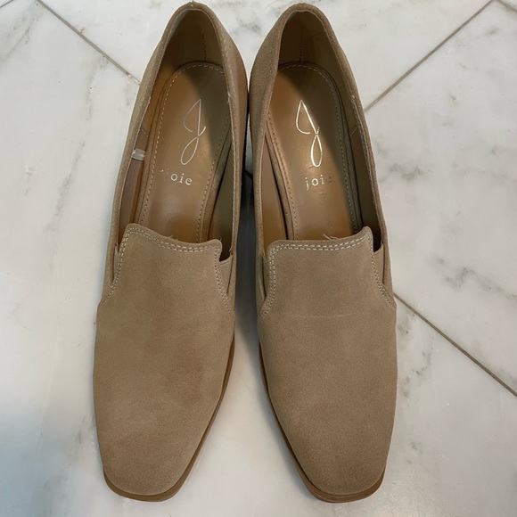 Joie, Wevenly tan suede leather block heel loafers size 8.5 work office comfort - Picture 3 of 11